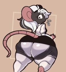 ass female female_only huge_ass inkplasm looking_back rat rat_girl reese_(welwraith) shortstack skirt skirt_lift welwraith