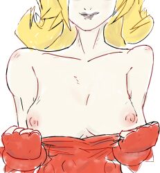 1girls blonde_hair breasts breasts_out effie_(street_fighter) nipples street_fighter