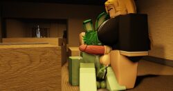 1boy 1futa 3d artist_request big_breasts blush breasts cock_ring femboy futa_on_male futanari green_skin hung_bottom hung_femboy intersex male penis precum roblox robloxian source_request tagme zombie