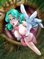 1girls 1monster bishoujo_senshi_sailor_moon breasts caught choker earrings eaten_alive failed_escape frog giant_frog giant_monster green_hair hacchake_yarou_a_team hatchake_taro imminent_vore large_breasts michiru_kaiou monster mud muddy naked naked_female nipples nude nude_female open_mouth reaching_out reaching_towards_viewer running running_away sailor_neptune scared scared_expression screaming slender slender_body swamp tears_in_eyes tiara tongue tongue_grab unable_to_escape vore white_gloves wide_eyed