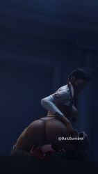 3d anus apex_legends ass baldsombra big_ass braided_hair braided_twintails dark-skinned_female dark_skin loba loba_(apex_legends) loba_andrade pussy respawn_entertainment sitting two_tone_hair vagina