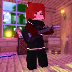 1girls 3d alyx_(mineporncraft) big_breasts erect_nipples female green_eyes horny_female human mine-imator minecraft mineporncraft outside red_hair solo tagme