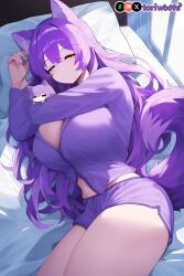 1girls adorable ai_generated bed big_breasts big_breasts breasts breasts breasts breasts curvy cute daughter derpy dog_ears dog_girl doggirl female female female_focus female_only highres hips huge_boobs huge_breasts kemonomimi light_skin light_skinned_female long_hair minigirl mother patreon_username petgirl petite purple_ears purple_eyes purple_hair purple_tail sfw shorts sleeping thick_thighs thighs tori toriwoofs watermark wavy_hair white_skin white_skinned_female wide_hips wolf_ears