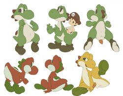 2014 anthro anus ass baby_mario balls black_eyes blush clothing footwear human koki male mammal mario mario_(series) multiple_images navel nintendo penis scalie shoes video_games white_background yoshi yoshi's_island