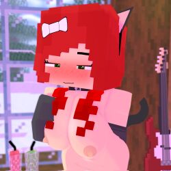 1girls 3d alyx_(mineporncraft) big_breasts erect_nipples female green_eyes horny_female human mine-imator minecraft mineporncraft nude_female outside red_hair solo tagme wet_pussy