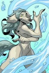 1girls anthro ass breasts ceehaz convenient_censoring dog dog_knight_rpg female furry grey_body jojo_reference nude nude_female orinette_(ceehaz) pose tagme water waterbending