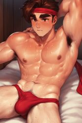 ai_generated bara bulge gay ilovementits jockstrap lego_monkie_kid male male_only mk_(lego_monkie_kid) mk_(monkie_kid) sweat yaoi