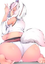 big_butt butt fat_ass huge_butt large_butt momiji_inubashiri panties plump shishi_juuroku touhou white_panties wolf_ears wolf_girl wolf_tail