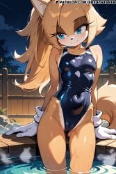 ai_generated aqua_eyes blue_eyes breasts breathtaker brown_fur cameltoe furry furry_female hi_res hot_spring in_water leotard small_breasts small_tits sonic_(series) sonic_the_hedgehog_(series) swimsuit tits whisper_the_wolf