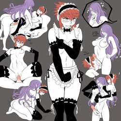 1futa 1girls areolae ass balls big_dom_small_sub breasts camilla_(fire_emblem) clothing curvy erect_nipples erection female female_penetrated fire_emblem fire_emblem_fates from_behind futa_on_female futanari futanari_penetrating grey_background hinoka_(fire_emblem) intersex large_ass large_breasts large_penis larger_futanari maid nipples nude open_mouth penetration penis purple_hair pussy red_hair samanator_club sex size_difference skirt smaller_female spread_legs thighhighs vaginal_penetration