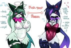 2girls angel anthro blush cosplay cute devil haileyxstudio haileyxstudios meowscarada pick_your_poison pokemon pokemon_(species) shy