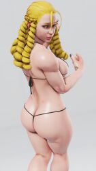 3d athletic athletic_female bikini brown_eyes busty drill_hair female female_focus female_only hourglass_figure karin_kanzuki long_hair micro_bikini ojou-sama sf_screenshot street_fighter street_fighter_v tagme wide_hips