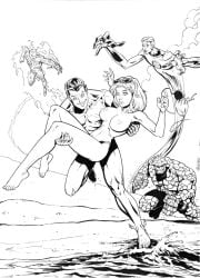 beach beach_background ben_grimm black_and_white breasts captured captured_heroine cuck cuckold cuckolding exposed exposed_breasts fantastic_four human_torch invisible_woman johnny_storm kidnap kidnapped kidnapped_female kidnapped_girl marvel marvel_comics mr_fantastic namor namor_the_sub-mariner nipples pointy_ears reed_richards rene_micheletti running running_away sue_richards sue_storm sunglasses sunglasses_on_head the_thing_(marvel) water