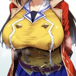 ai_generated breasts costume el_condor_pasa_(umamusume) female horse_girl milking_breasts umamusume umamusume_pretty_derby wet_breasts