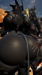 3d ambiguous_gender anthro anthrofied ass_focus big_ass big_thighs black_body blade_wolf claws fagottini31 fangs huge_ass huge_thighs machine metal_gear original_character robot sharp_teeth tail thick_thighs wide_hips