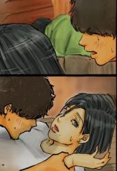 cheating_wife implied_handjob keeping_watch kuroneko_smith looking_at_another obaa-san_no_karada_ga_kimochi_yosugiru_kara risk_of_being_caught risk_of_discovery risky sleeping_cuck while_other_asleep