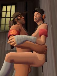 1girls 1man 3d ass female femscout fucking garry's_mod hat head_on_arm head_on_shoulder holding_female legs_apart legs_up naked naked_female naked_male nude nude_female nude_male penis_in_pussy penis_in_vagina sex sex_from_front sniper sniper_(team_fortress_2) straight team_fortress_2 tf2 vaginal_penetration valve