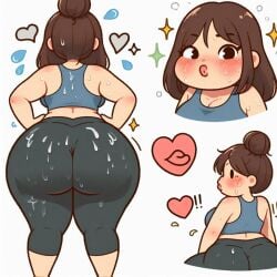 1girls ai_generated ass curvy_female dat_ass fat fat_ass female yoga yoga_pants