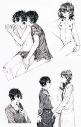 crossdressing japanese kagerou_project kisaragi_momo kisaragi_shintarou kokonose_haruka konoha mekakucity_actors shounen_ai sketches student tateyama_kenjirou teacher traditional_art twink yaoi yukata