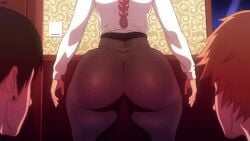 2boys1girl ass_focus bottom_heavy bouncing_ass chainsaw_man clapping_cheeks denji_(chainsaw_man) gif hayakawa_aki makima_(chainsaw_man) sweat thick thick_ass tight_clothing twerking wide_hips wobbling_ass