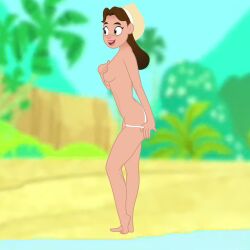 1girls accurate_art_style beach brown_hair casual faith_(tangled) female human mehefin013 nudist pale_skin stripping tangled tangled:_the_series