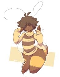 bee bug furry highres large_penis mazus_(tinysmallman) non-web_source original otoko_no_ko penis precum precum_drip smile source_request sweater tinysmallman waving wide_hips