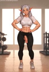 1futa abs ai_generated athletic athletic_futanari balls belly_button big_penis breasts confident dickgirl elf elf_ears fit fit_futanari frieren frieren_beyond_journey's_end futa_focus futa_only futanari green_eyes grey_hair gym gym_clothes gym_uniform hands_on_hips large_penis long_ears long_hair looking_at_viewer midriff muscular muscular_arms muscular_futanari navel nipples_visible_through_clothing penis precum precum_drip precum_on_penis precum_string redbisycle smile sneakers sportswear sweat sweaty sweaty_body t-shirt thick_penis thick_thighs tight_clothing tshirt twintails veiny_arms veiny_muscles veiny_penis wet_clothes wet_t-shirt wet_topwear white_hair yoga_pants