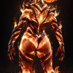 1girls 3d 3d_(artwork) ass ass_focus dat_ass elemental_creature female flame_atronach skyrim