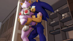 3d 3d_(artwork) anthro anthro_on_anthro balls black_nose blue_body blue_hair domestic_cat duo fingers forehead_jewel furry futanari gem green_eyes hedgehog male_on_futa masturbation penis penis_grab ponytail sonic_(series) sonic_the_hedgehog sonicthebitch tan_body toes white_body yellow_eyes