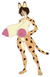 1girls 4_fingers anthro areola areolae big_areola big_areolae big_breasts big_ears big_eyes big_nipples breasts_exposed brown_hair cat_ears cat_girl cat_tail catgirl fangs female female_only front_view fur furry furry_female furry_only hands_on_hips huge_areola huge_areolae huge_breasts huge_nipples hyper_breasts looking_at_viewer nipples nipples_exposed nude nude_female original_character pink_areola pink_areolae pink_nipples pussy pussy_exposed saffron_(original_character) serval serval_ears serval_girl serval_humanoid serval_tail short_hair simple_background skinny skinny_anthro skinny_female smiling smiling_at_viewer snout solo solo_female standing vr457 white_background yellow_eyes