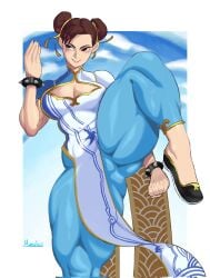 chun-li chun-li_(street_fighter_6) mertius muscular_female pose street_fighter