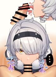 anby_demara blowjob faceless_male female japanese_text licking_penis nicchi sckecche soldier_0_anby_(zenless_zone_zero) white_hair zenless_zone_zero