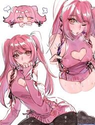 aroused boob_window heart_window infinity_nikki love_nikki miracle_nikki moist nikki_(infinity_nikki) pink_hair shining_nikki video_games virgin_destroyer_sweater virgin_killer_sweater wet wet_thighs