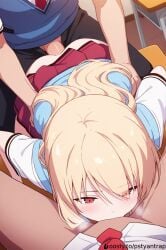 ai_generated blonde_hair double_penetration school_uniform shiina_mashiro