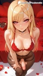 1futa 2026 ai_assisted ai_generated anime artist_name blonde_hair choker cock dick ear_piercing earrings explicit flower futanari hi_res high_quality high_resolution highres jewelry kitagawa_marin long_hair marin_kitagawa my_dress_up_darling pantyhose patreon patreon_username penis petals piercing pink_rose red_bra red_flower red_rose rose rose_petals sono_bisque_doll_wa_koi_wo_suru stable_diffusion torn_clothes torn_legwear tsukoneko valentine's_day valentines_day watermark