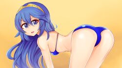 1girls ass bikini bikini_bottom bikini_bottom_only bikini_only bikini_top bikini_top_only blue_bikini blue_bikini_bottom blue_bikini_only blue_bikini_top blue_eyes blue_hair boobs breasts butt fire_emblem long_hair looking_at_viewer lucina_(fire_emblem) tagme