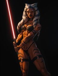 abs absurd_res ahsoka_tano ai_generated alien alien_girl alien_humanoid athletic_female bra feet kneeling lekku lightsaber lipstick muscular_female orange_skin panties photoshop red_eyes rosario_dawson sith sith_lady stable_diffusion star_wars star_wars:_ahsoka synth_canvas tagme thick_thighs togruta