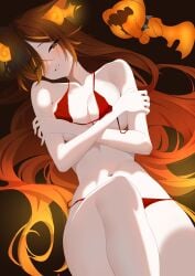 1girls brown_hair crossed_arms female hair_over_one_eye hellhound indie_virtual_youtuber layunaart long_hair looking_at_viewer orange_eyes orange_hair pyro_pup_(sinder) red_underwear sinder_(vtuber) solo solo_female two_tone_hair underwear virtual_youtuber wolf wolf_ears wolf_girl