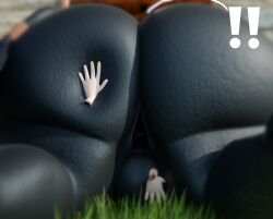 2025 3d anthro ass ball_grab balls big_balls big_butt butt_focus butt_grab darkspite detailed_background digital_media_(artwork) dragon dreamworks european_mythology exclamation_point fury_(httyd) genitals glistening glistening_body grass grey_body hand_on_butt hi_res how_to_train_your_dragon huge_butt humanoid log lying_on_ground male mythological_creature mythological_scalie mythology night_fury on_ground plant scales scalie solo spread_legs spreading squish stuck_in_door tail toothless western_dragon wood