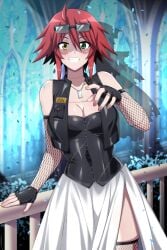 dog_tags fishnet_armwear fishnet_stockings gloves heterochromia lindaroze monster_musume_no_iru_nichijou red_hair tagme wedding_dress zombie zombie_girl zombina