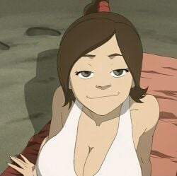 avatar_the_last_airbender beach big_breasts long_hair smirk smug_face ty_lee