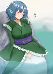 blue_eyes blue_hair kimono mermaid touhou usaka_ray wakasagihime water