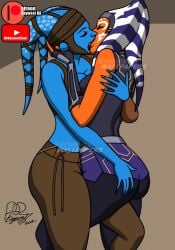 aayla_secura ahsoka_tano clone_wars clothed kaywest kissing star_wars star_wars:_the_clone_wars togruta twi'lek