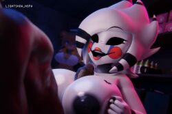 big_breasts cum cum_on_face cumshot dark-skinned_male dark_skin fap_nights_at_frenni's five_nights_at_freddy's five_nights_at_freddy's_2 fnaf lightshow marionette_(fnaf) puppet_(cally3d) puppet_(fnaf) smile smiling tagme titjob video white_body white_skin