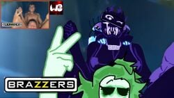 ai_upscaled ambush_(doors) brazzers breasts bueno_nashee female female_only green_skin incredibox incredibox_mod incredibox_violet_&_violent nude on_bed ookers_(incredibox_violet_&_violent) purple_skin reference_image reupload tagme traced v v_sign