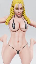 3d athletic athletic_female bikini brown_eyes busty drill_hair female female_focus female_only hourglass_figure karin_kanzuki long_hair micro_bikini ojou-sama sf_screenshot street_fighter street_fighter_v tagme wide_hips