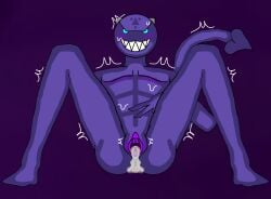 blue_body blue_eyes cuntboy demon geometry_dash keymaster presenting_pussy pussy_ejaculation spread_legs