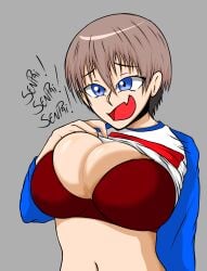 big_breasts big_breasts lifting_shirt looking_at_viewer ryamanodex showing_bra showing_breasts uzaki-chan_wa_asobitai! uzaki_hana