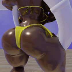 1girls 3d ass big_butt bikini bikini_bottom blender blender_(software) butt_focus dark-skinned_female dark_skin dld493v2 female frye_(splatoon) self_upload shiny_skin solo solo_female splatoon yellow_bikini