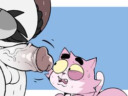 4:3 ass badger badgerclops balls big_butt bodily_fluids domestic_cat erection eroborus felid feline felis humanoid_penis male male_only mammal mao_mao_adventures_of_pure_heart mustelid musteline overweight penis roz sweat